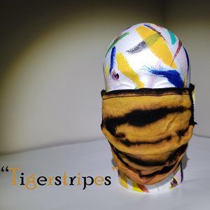 Hand-dyed 100% Cotton Pleated Face Covering - “Tigerstripes”